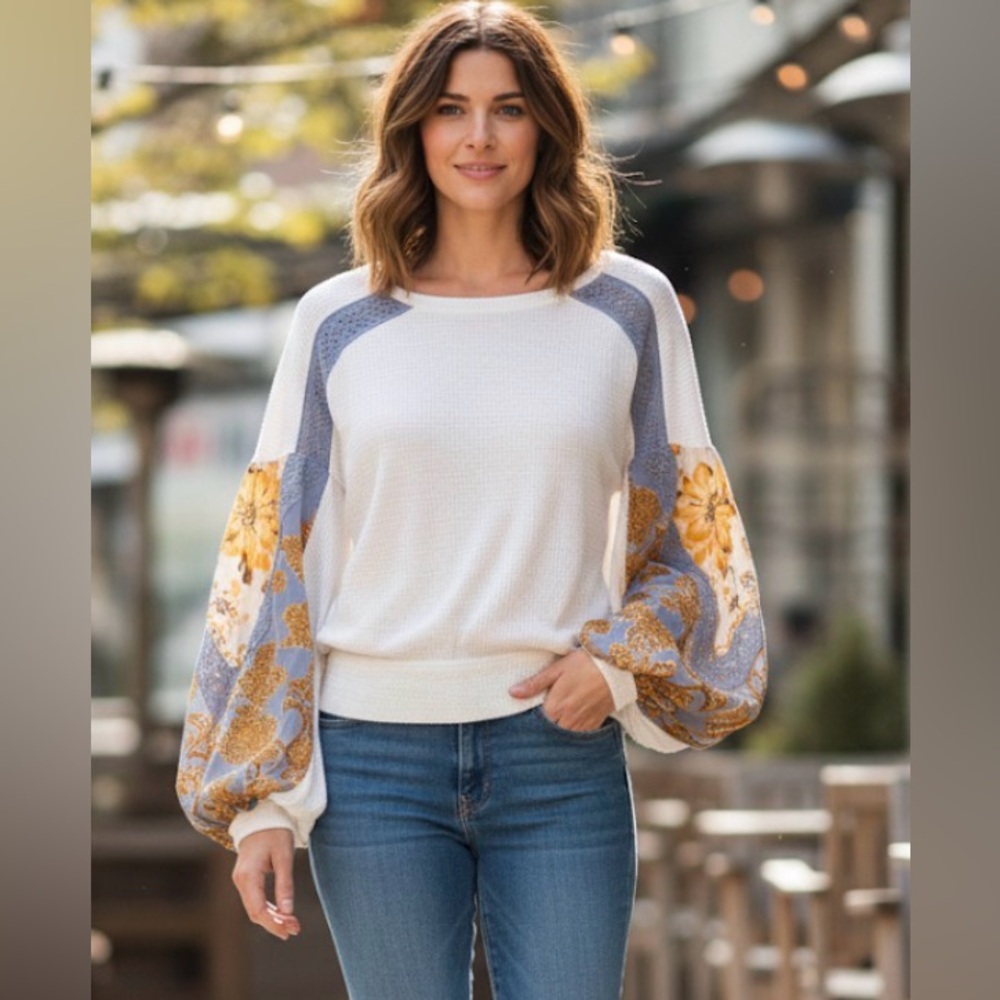Free People Casual Clash Long Sleeve Cropper Boho Top Size XS Oversized